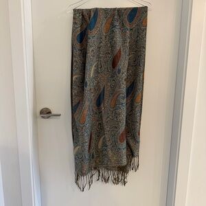 Paisley Patterned Shawl with Fringe